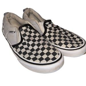Vans Slip-On Checkerboard Skate Shoe - Big Kid- Black / White